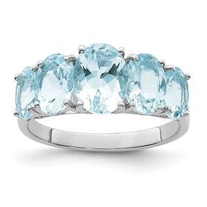 Kazi Luxury Sterling Silver Rhodium Aqua Ring